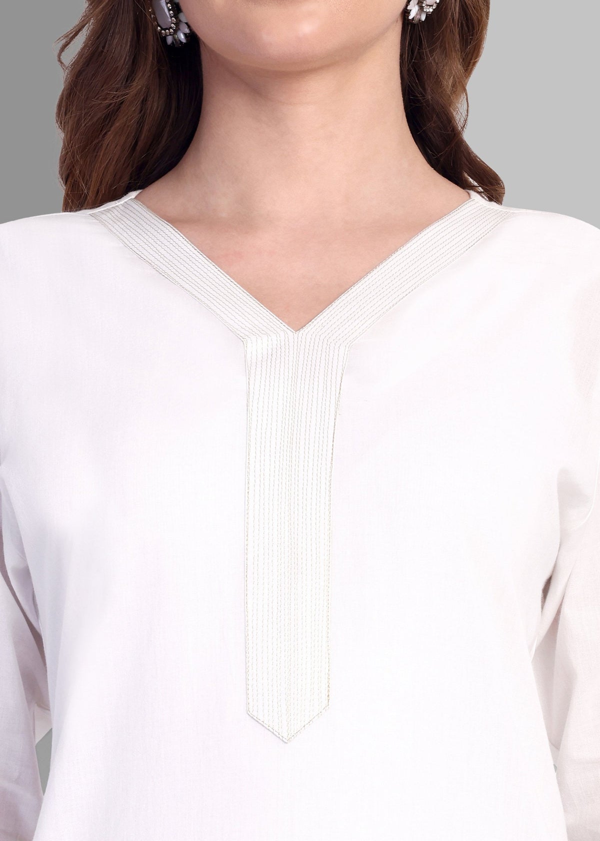 White Embroidery Kurta and Pant - Set of 2