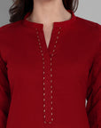 Dopahar Red Kurta Set with Gota Twist & Chiffon Dupatta - Set of 3