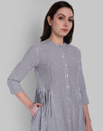 Stripes Cotton Button Front Dress