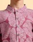 Pink Ajrak Cotton Kurta & Pajama Set
