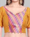 Mustard Cotton Silk Blouse with Banarasi Patch
