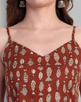 Fish Print Noodle Strap Top