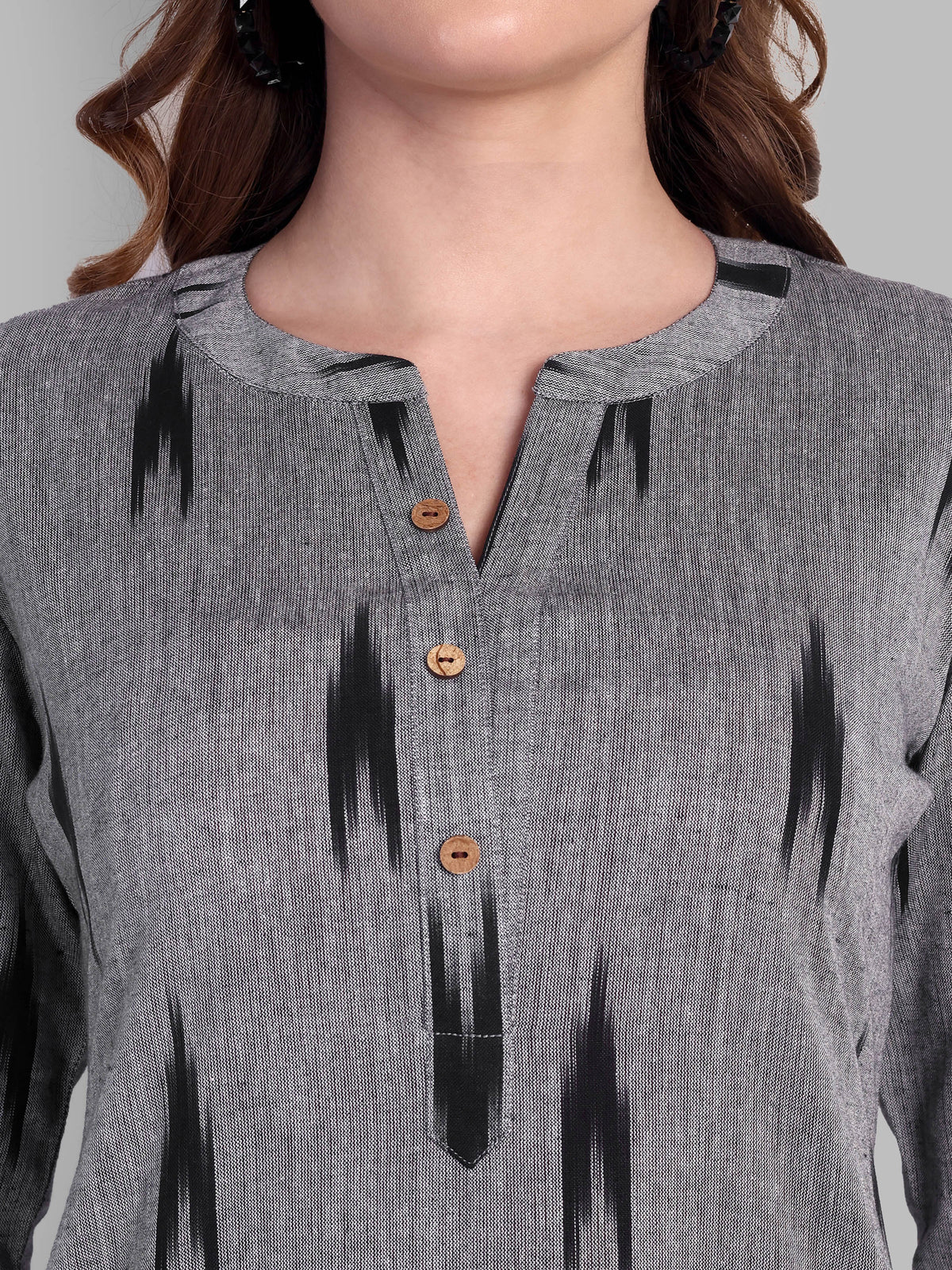 Round Collar Ikkat Short Top