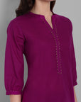 Dopahar Purple Kurta with Gota Twist & Chiffon Dupatta - Set of 3