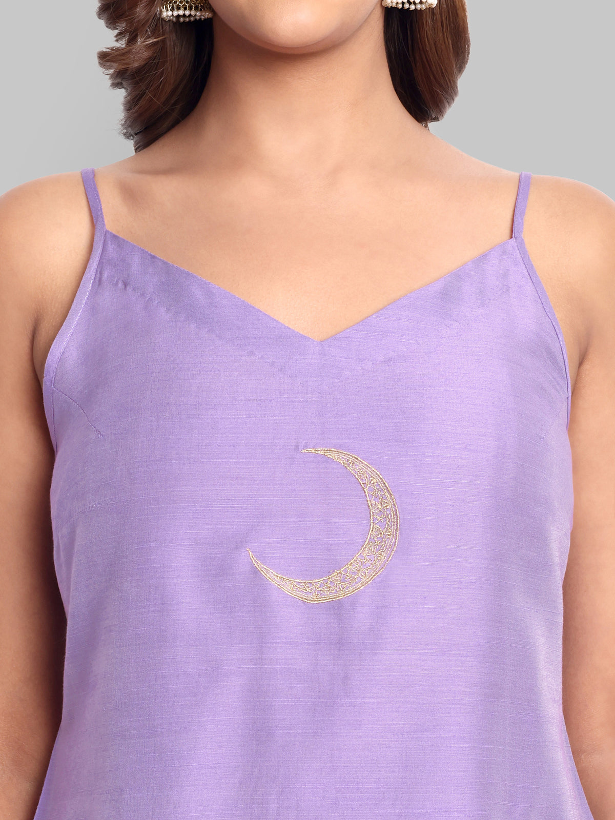 Mouve Cotton Silk Embroidery Top