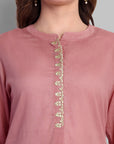 Pink Mul Embriodery Co-ord Set