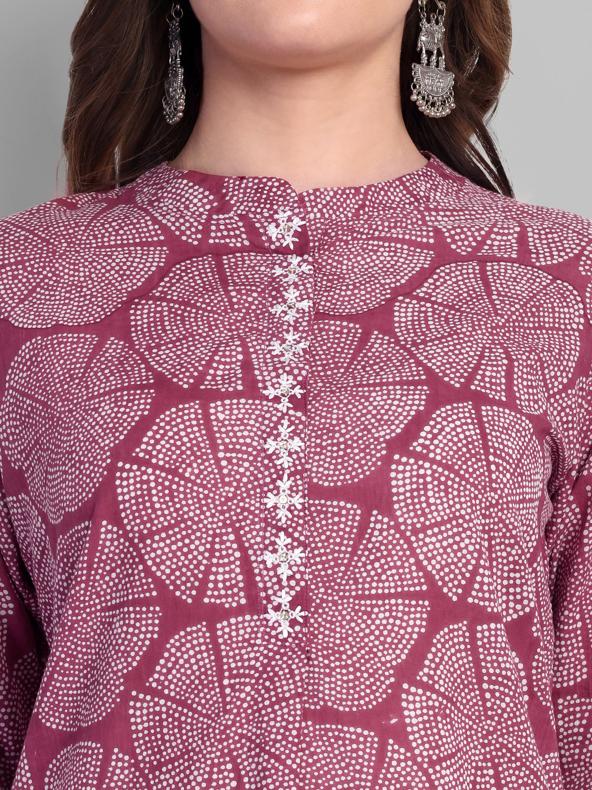 Handcrafted Embroidery Cotton Pink Co-ord Set
