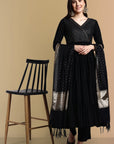 Black Cotton Chanderi Graduated Angrakha Style Set
