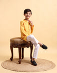 Yellow Embriodery Cotton Silk Kurta & Pajama Set