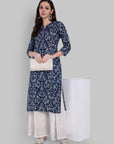 Meera Straight Indigo Kurta with Neck Detailing