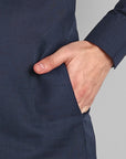 Navy Blue Cotton-Linen Pathani Suit