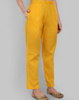 Dopahar Yellow Kurta with Gota Twist & Chiffon Dupatta - Set of 3