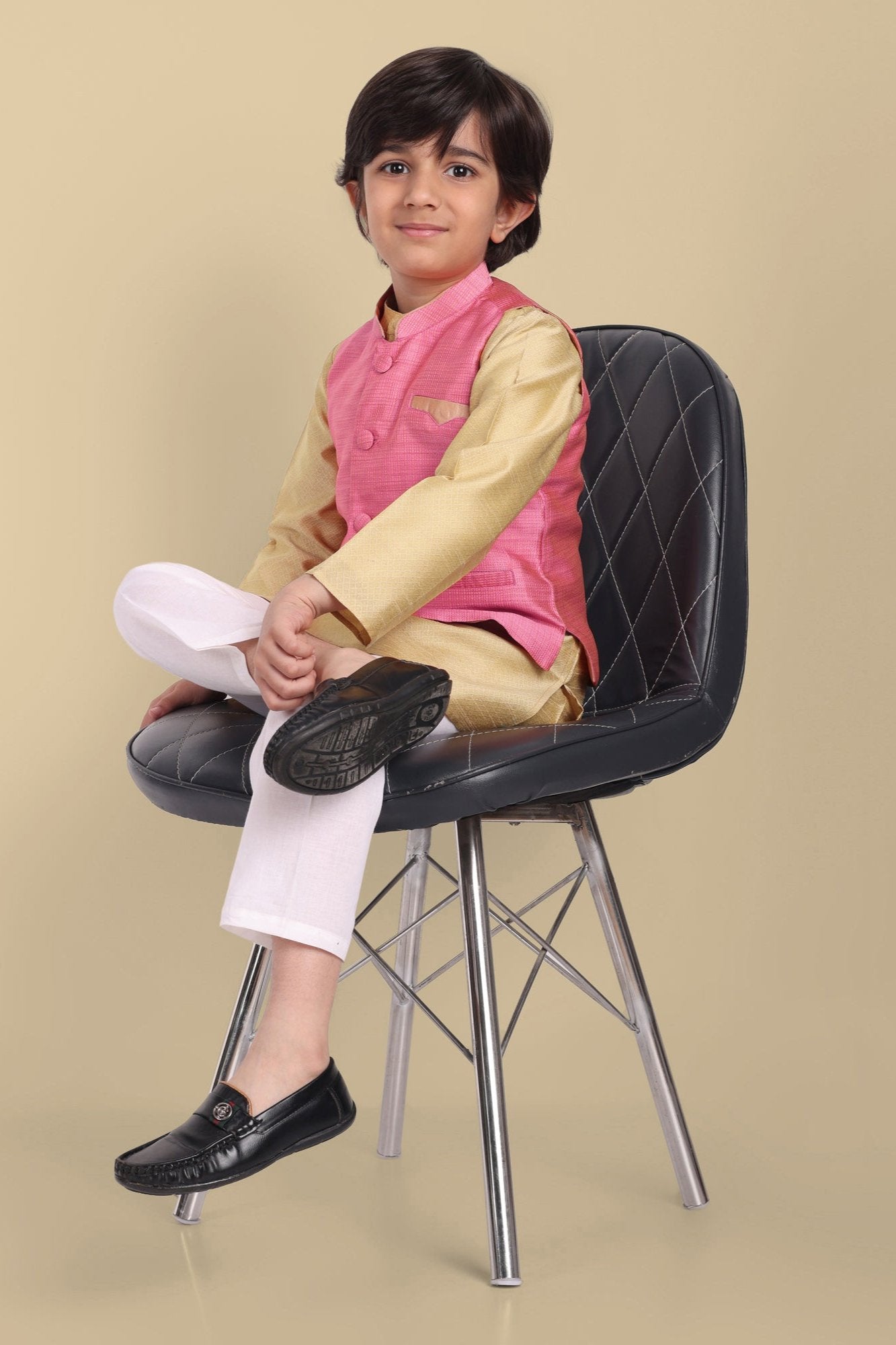 Boys Golden Kurta and Pajama