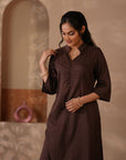 Rozana Brown Kurta Pant - Set of 2
