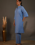 Rozana Sky Blue Kurta & Pant - Set of 2