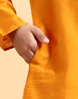 Mustard Cotton Silk Kurta & Pajama Set