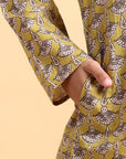 Boys Mustard Ajrak Kurta and Pajama