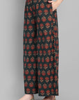 V Neck A Line Green Ajrak Kurta and Pant