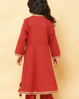 Girls Maroon Kurta Pant Set Online