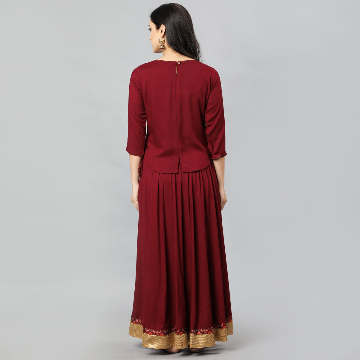 Maroon Rayon Crop-top - Mera Rang