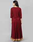 Maroon Rayon Crop-top - Mera Rang