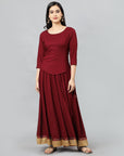 Maroon Rayon Crop-top - Mera Rang