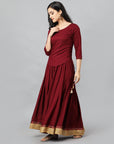 Maroon Rayon Crop-top - Mera Rang