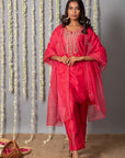 Chand Gul Chanderi Embroidery Set with Organza Dupatta - Set of 3