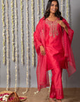 Chand Gul Chanderi Embroidery Set with Organza Dupatta - Set of 3