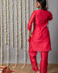 Chand Gul Chanderi Embroidery Set with Organza Dupatta - Set of 3