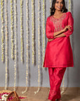 Chand Gul Chanderi Embroidery Set with Organza Dupatta - Set of 3