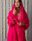 Chand Gulabi Cotton Silk Kurta with Organza Silk Dupatta - Set of 3