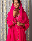 Chand Gulabi Cotton Silk Kurta with Organza Silk Dupatta - Set of 3