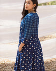 Indigo Polka Kalidar Bahaar Dress with Indigo Pants - Set of 2