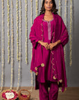 Women Purple Silk Cotton Kurta