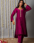 Purple Embroidered Kurta Set