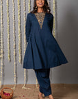 Zikr Navy Blue Cotton Embriodery Kurta and Shalwar Set