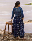 Indigo Polka Kalidar Bahaar Dress with Indigo Pants - Set of 2