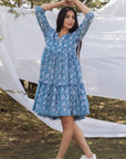 V Neck Block Print Graduated Dress