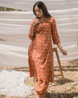 Maira V Neck Red Print Ajrak A-Line Kurta with Harem Pant - Set of 2