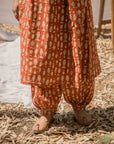 Round Collar Neck Straight Kurta with Harem Pant - Set of 2