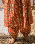 Maira V Neck Red Print Ajrak A-Line Kurta with Harem Pant - Set of 2