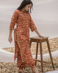 Round Collar Neck Straight Kurta with Harem Pant - Set of 2