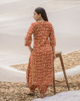 Round Collar Neck Straight Kurta with Harem Pant - Set of 2