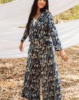 Indigo Floral Elegance: Summer Blazer Co-ord Set