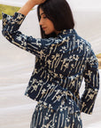 Indigo Floral Elegance: Summer Blazer Co-ord Set