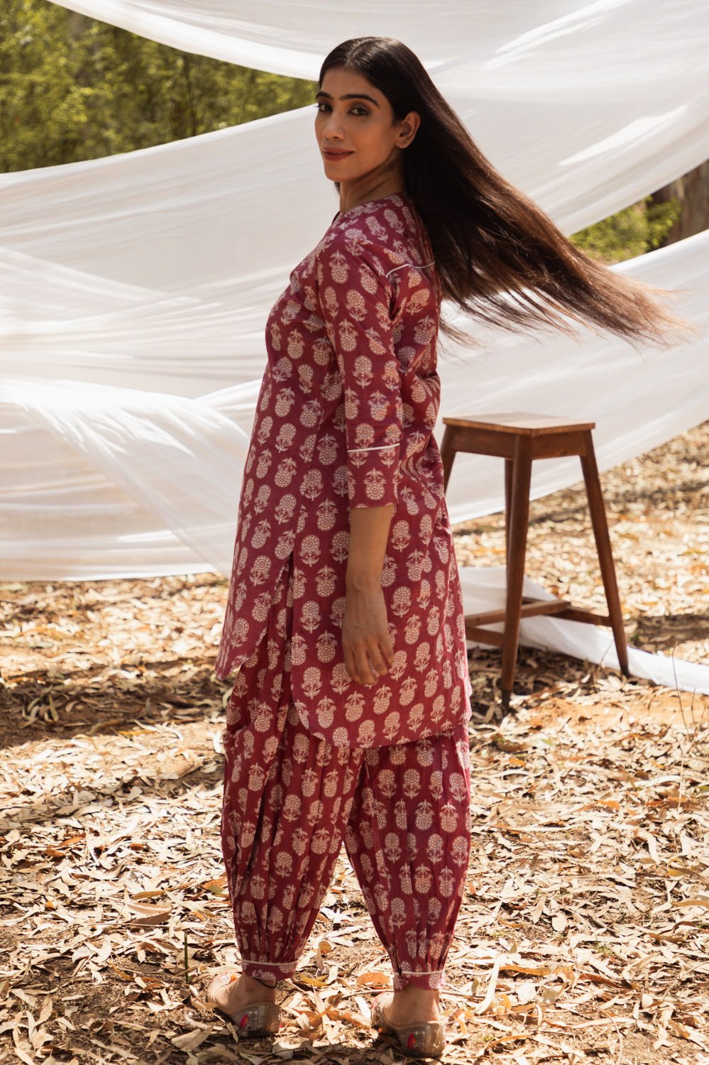 Samiya Pink Kurta with Harem Pant - Set of 2