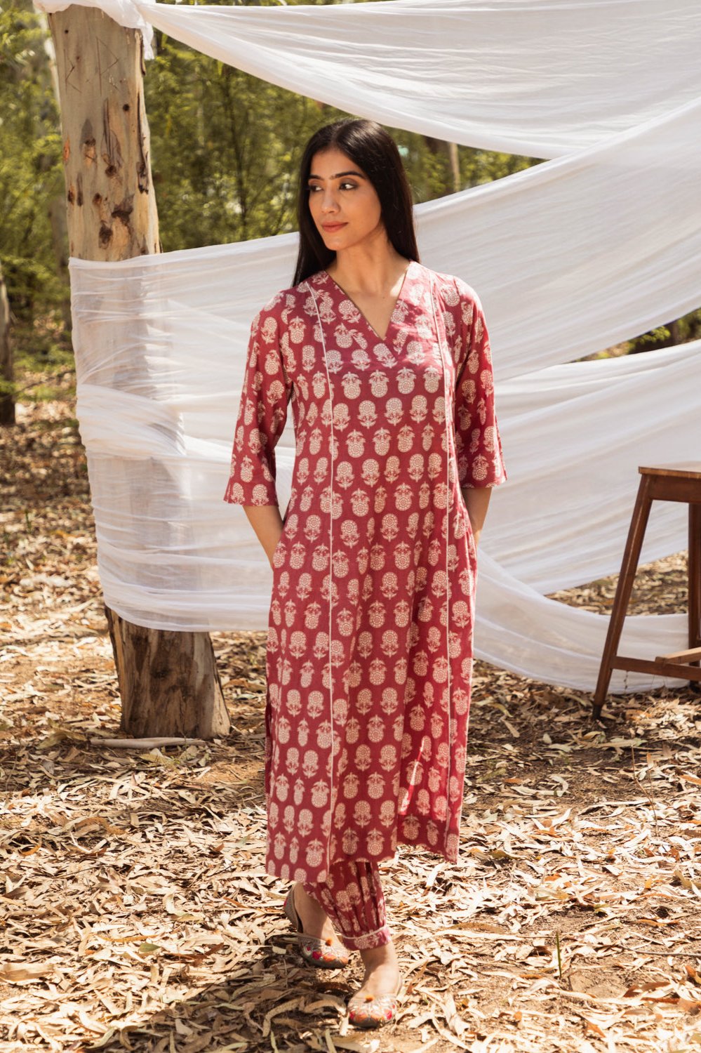 Maira Block Print A Line Kurta with Harem Pant