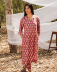 Maira Block Print A Line Kurta with Harem Pant