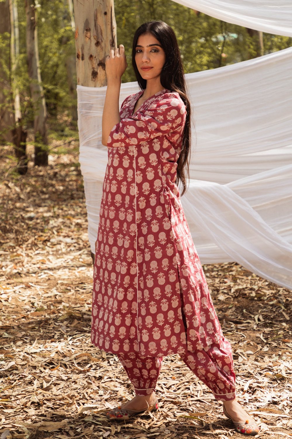 Maira Block Print A Line Kurta with Harem Pant